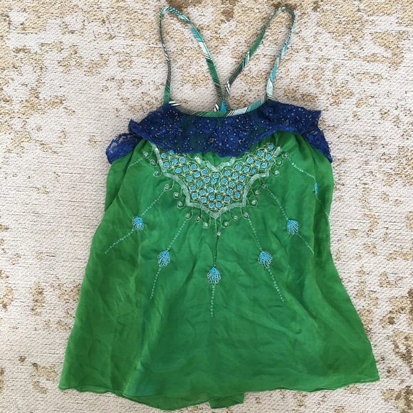 Free People Tops - Free People Silk Peacock Cami Tank size 6